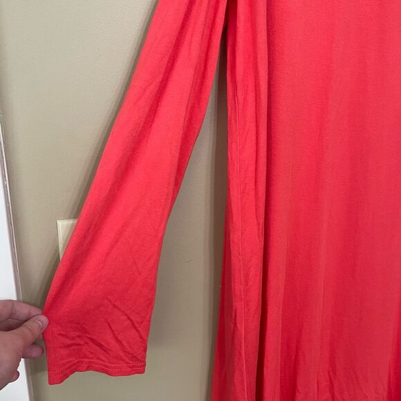 She + Sky Criss Cross Front Coral Cold Shoulder Long Sleeve Dress Large NWT - Picture 6 of 7
